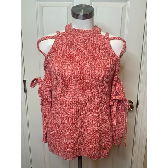 Ted Baker London Red & White Merlina Lace-Up Cold Shoulder Sweater Sz 1 / 4 NWT! - Picture 3 of 10